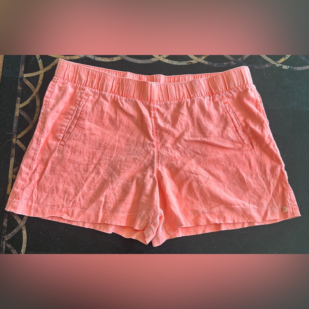 Lilly Pulitzer Lilo Linen Shorts, Size XL, Orange Sunsrise